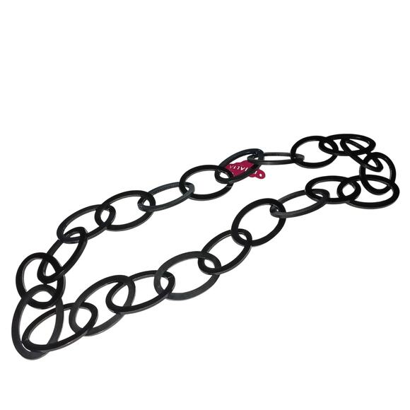 Iris Apfel & Bajalia  Black Oval Link Long Statement Necklace - Picture 2 of 3